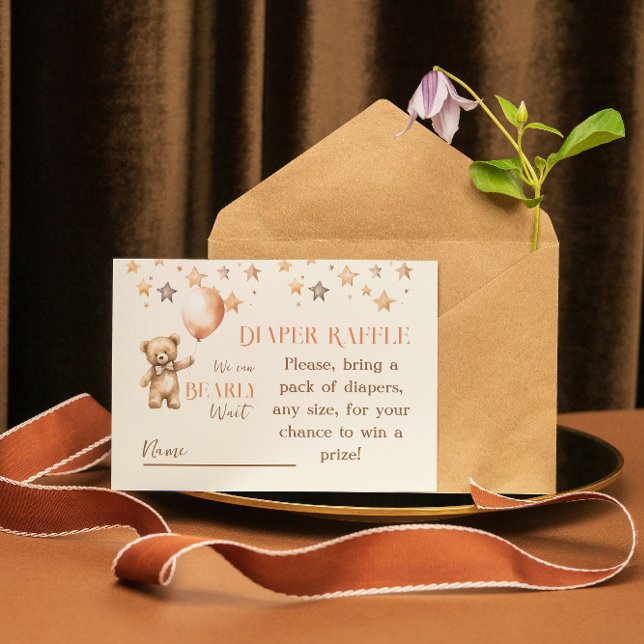 Carte D'accompagnement Boho Bearly Wait Beige Bear Baby shower Diaper (Créateur téléchargé)