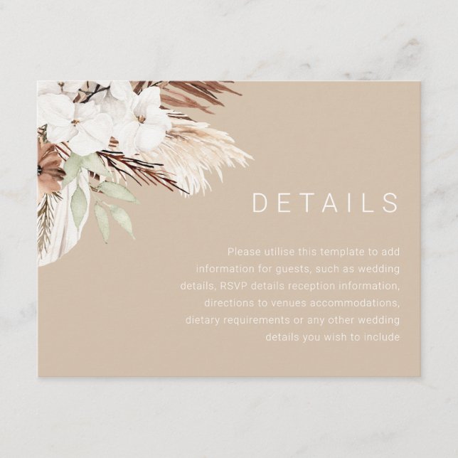 Carte D'accompagnement Boho Beige Beige moderne Détails du Mariage (Devant)