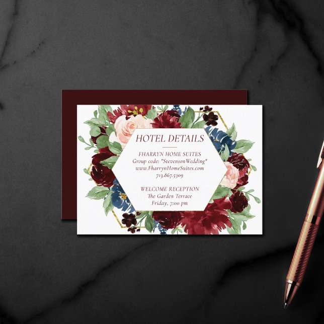 Carte D'accompagnement Boho Bloom | Hébergement Floral Bourgogne élégant (Créateur téléchargé)