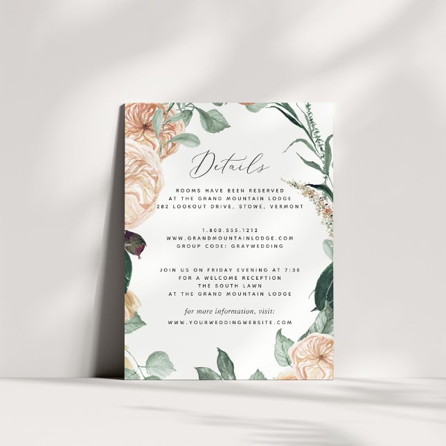 Carte D'accompagnement Boho Blooms Mariage Informations sur l'invité Inse (Créateur téléchargé)