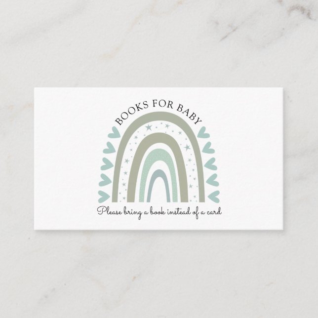 Carte D'accompagnement Boho Blue Aquarelle Rainbow Livres Pour Bébé (Devant)