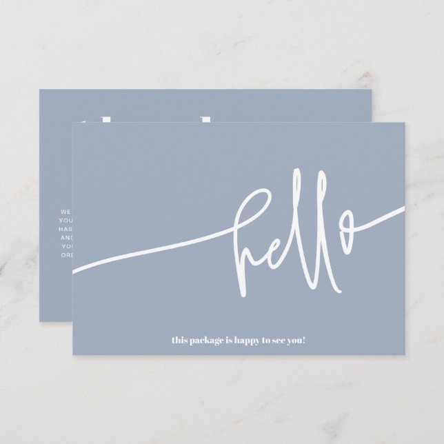 Carte D'accompagnement Boho Blue Hello Merci Order Small Business (Devant / Derrière)