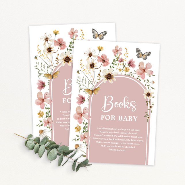 Carte D'accompagnement Boho Blush Fleur sauvage Meadow Books for Baby Gir (Créateur téléchargé)