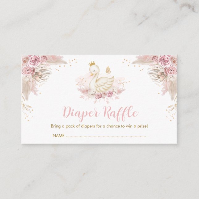 Carte D'accompagnement Boho Blush Rose Swan Princesse Chevalier Raffle Ba (Devant)