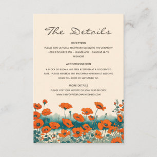 Carte D'accompagnement Boho Bohemian Fleur sauvage Détails QR Code Mariag