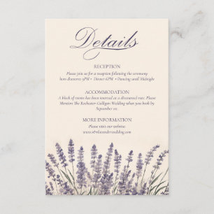 Carte D'accompagnement Boho Bohemian Lavender Monogram Détails du Mariage