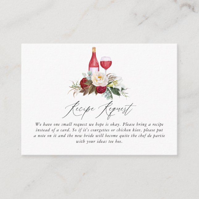 Carte D'accompagnement Boho Bourgogne Floral Vin Dégustation Fête des mar (Devant)