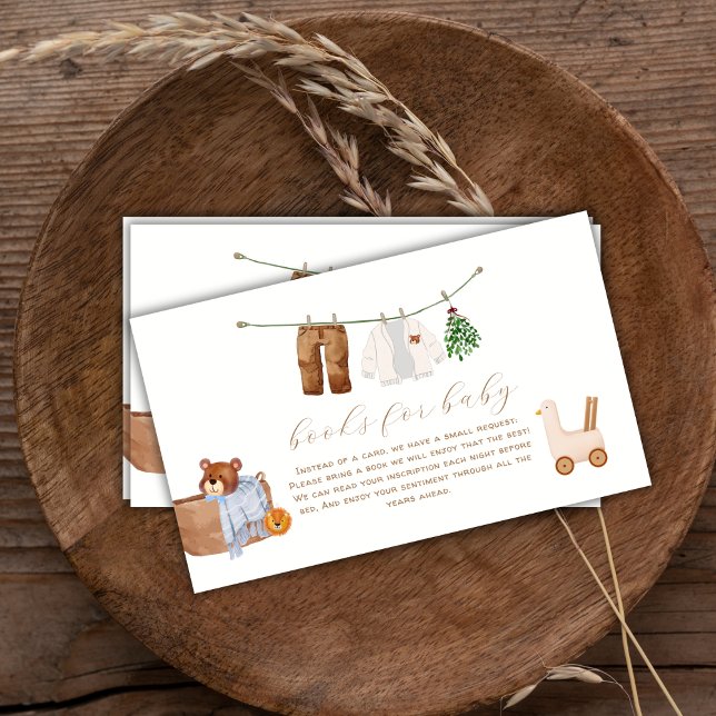 Carte D'accompagnement Boho Boy Vêtements Minimaux Livres Pour Baby showe (Minimal Boho Boy Clothes Books For Baby Shower Enclosure Card)