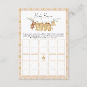 Carte D'accompagnement Boho Brown Cloline Baby shower Bingo Game Card