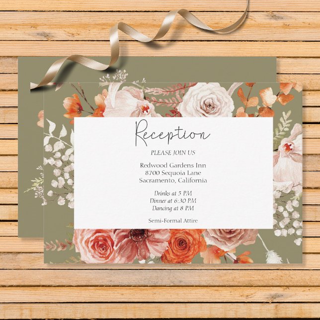Carte D'accompagnement Boho Brûlé Orange Arc Floral Monogramme Sage (Créateur téléchargé)
