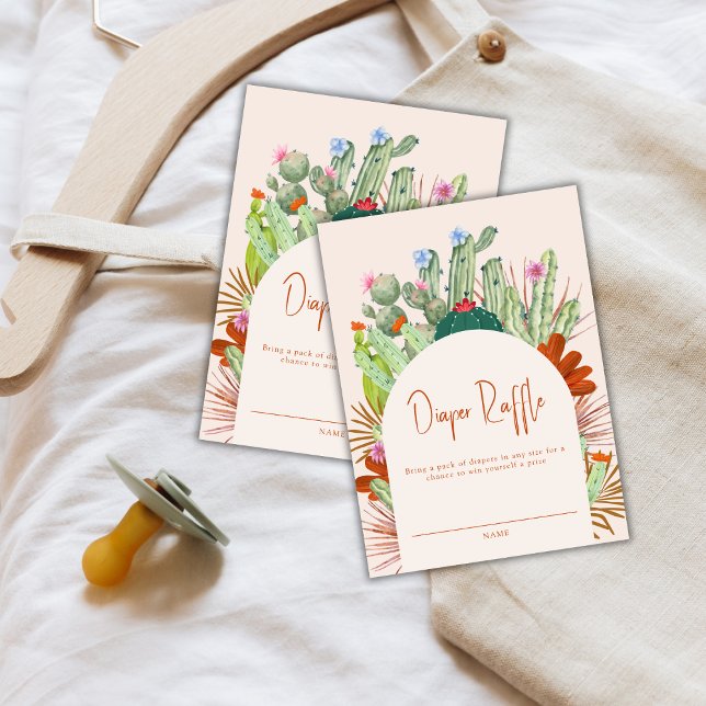 Carte D'accompagnement Boho Cactus Arch Desert Baby shower Déchets Raffle (Boho Cactus Arch Desert Baby Shower Diaper Raffle Enclosure Card)