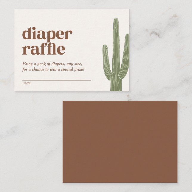 Carte D'accompagnement Boho Cactus Desert Baby shower Déchets Raffle (Devant / Derrière)