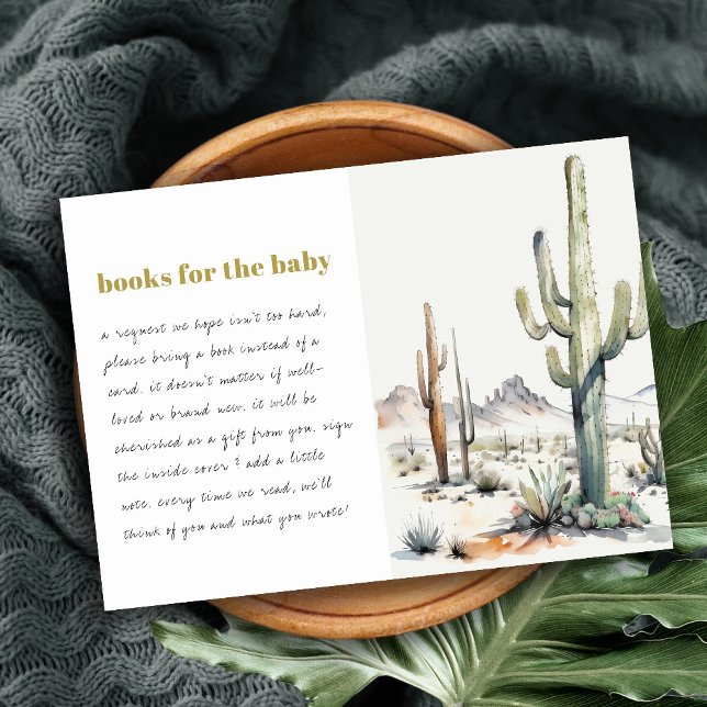 Carte D'accompagnement Boho Cactus Desert Paysage Livres Pour Baby shower (Créateur téléchargé)