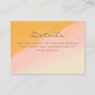 Carte D'accompagnement Boho Chic Aquarelle rose et jaune Détails