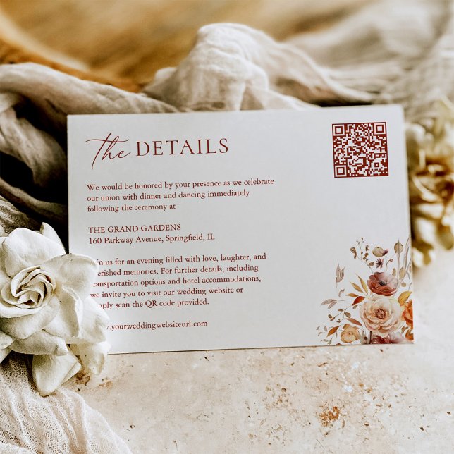 Carte D'accompagnement Boho Chic Automne Détails du Mariage (Créateur téléchargé)