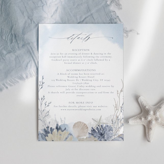 Carte D'accompagnement Boho Chic Beach Destination Wedding Details (Créateur téléchargé)