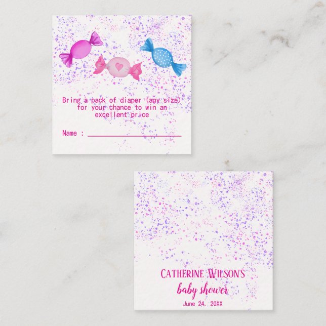 Carte D'accompagnement Boho Chic Bonbons Baby shower Barre Raffle (Devant / Derrière)