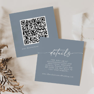 Carte D'accompagnement Boho Chic Dusty Blue Mariage QR Code Détails