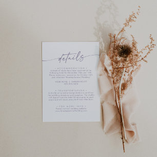 Carte D'accompagnement Boho Chic Dusty Purple Détails du Mariage