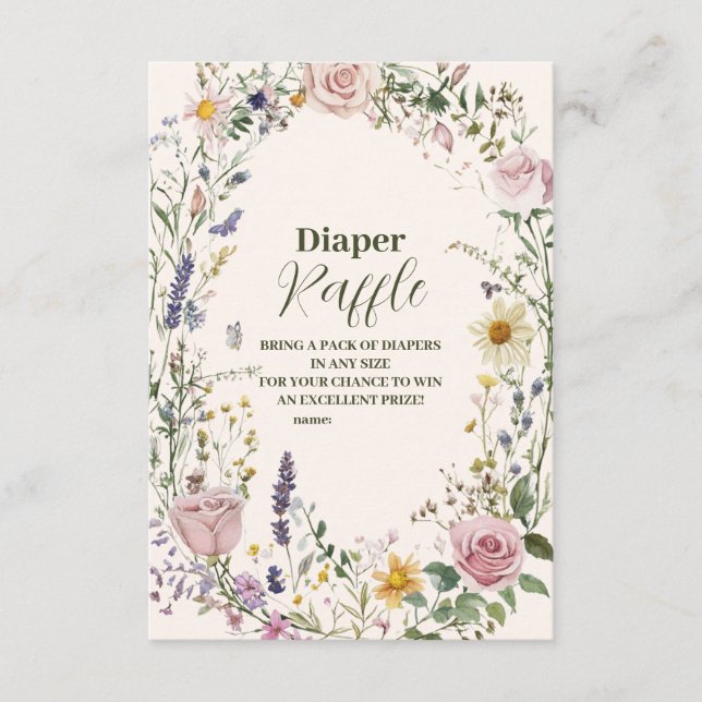 Carte D'accompagnement Boho Chic Fleur sauvage Diapper Raffle (Devant)