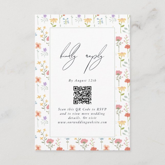 Carte D'accompagnement Boho Chic Fleur sauvage Moderne Floral Mariage (Devant)