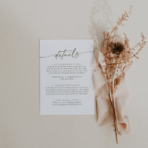 Carte D'accompagnement Boho Chic Green et White Détails du Mariage