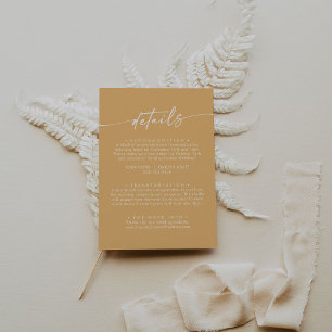 Carte D'accompagnement Boho Chic Jaune Marigold Détails du Mariage