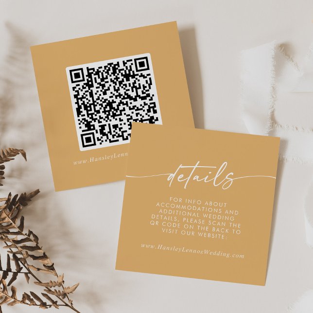 Carte D'accompagnement Boho Chic Jaune Marigold Mariage QR Code Détails (Créateur téléchargé)