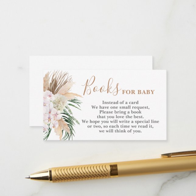 Carte D'accompagnement Boho chic Livres pour Baby Card (Devant/Arrière en situation)