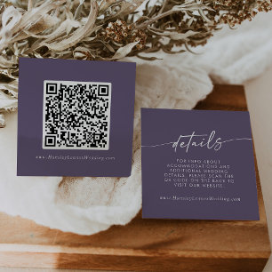 Carte D'accompagnement Boho Chic Plum Purple Mariage QR Détails du code