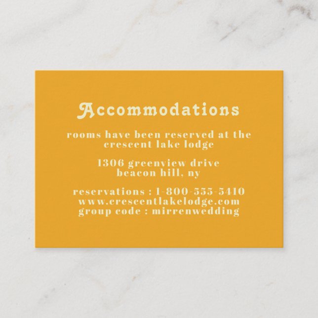 Carte D'accompagnement Boho Chic Retro 70's Mariage hébergements (Devant)