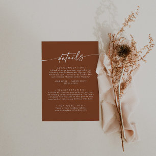 Carte D'accompagnement Boho Chic Terracotta Détails du Mariage