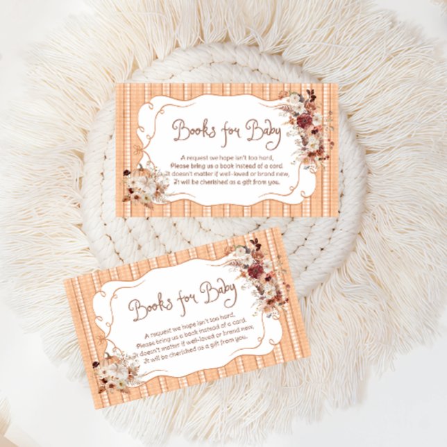 Carte D'accompagnement Boho Citrouille Floral Livres pour Bébé Billet Enc (Créateur téléchargé)
