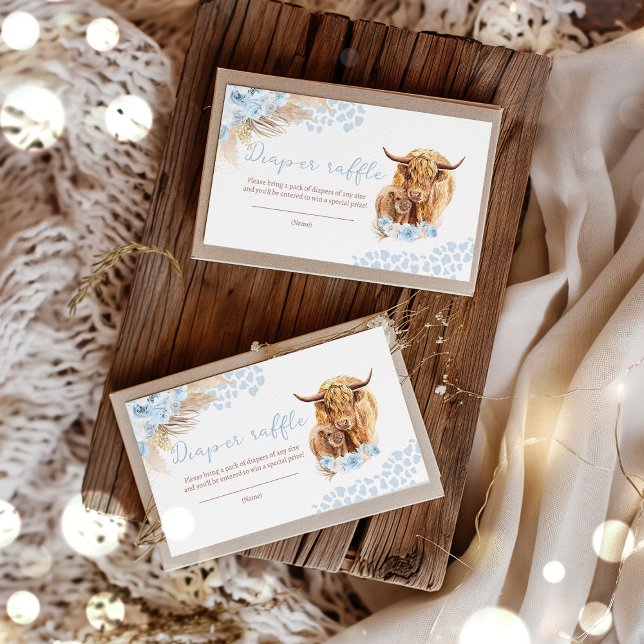 Carte D'accompagnement Boho Cow Pampas Baby shower à herbe Déchets Raffin (Créateur téléchargé)