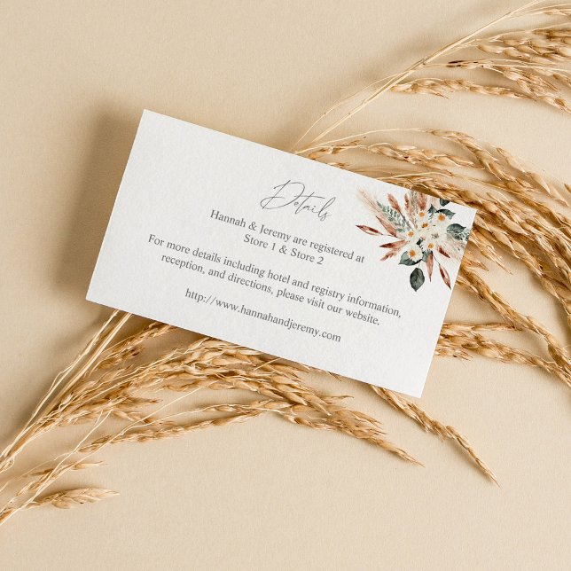 Carte D'accompagnement Boho Cuivre Pampas Grass Détails Floral SM (Créateur téléchargé)