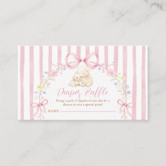 Carte D'accompagnement Boho Cute A little lamb Pink Bow Diaper Raffle