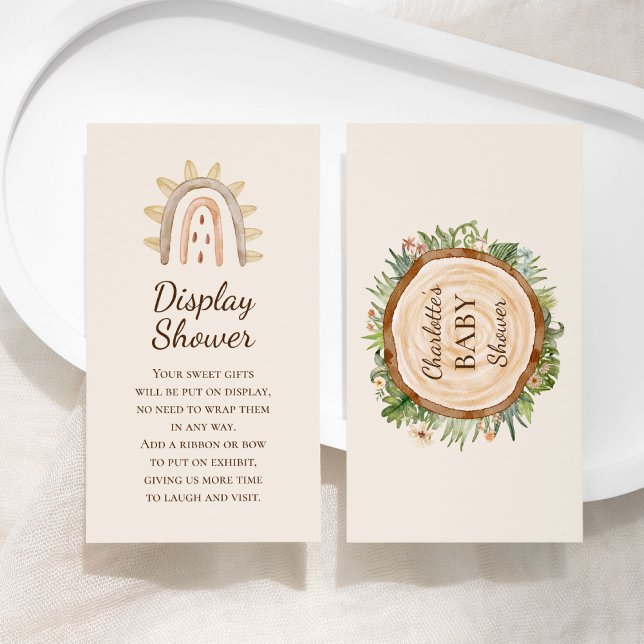 Carte D'accompagnement Boho Dinosaur Baby shower beige Affichage Douche (Créateur téléchargé)
