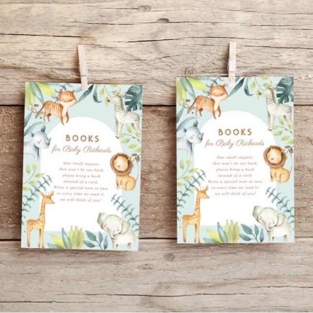 Carte D'accompagnement Boho doux safari animaux sauge livres pour bébé (Créateur téléchargé)