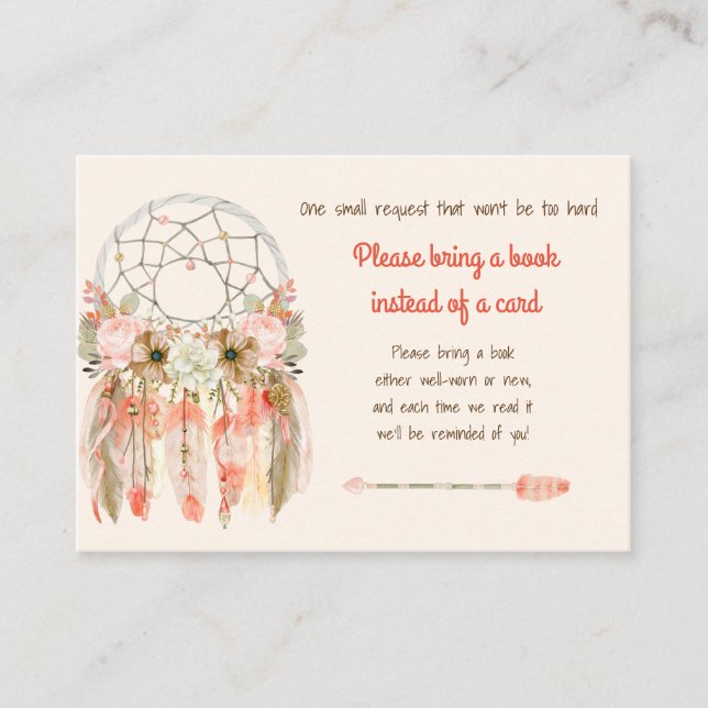 Carte D'accompagnement Boho Dream Catcher Baby shower de demande de carne (Devant)