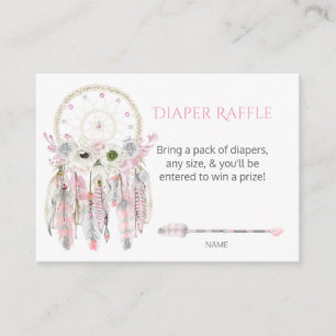 Carte D'accompagnement Boho Dream Catcher Pink GreyFeathers Diaper Raffle