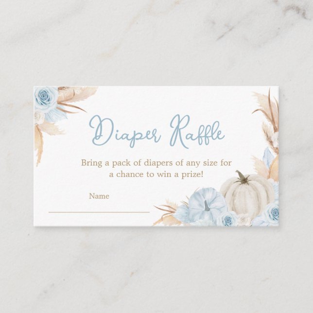 Carte D'accompagnement Boho Dusty Blue Citrouille Diaper Raffle (Devant)