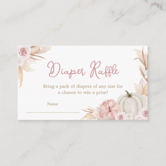 Carte D'accompagnement Boho Dusty Rose Citrouille Déchets Raffle (Devant)