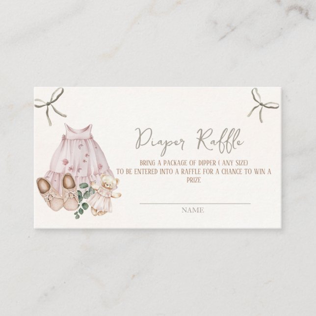 Carte D'accompagnement Boho Earth Pink Girl Diaper Raffle (Devant)