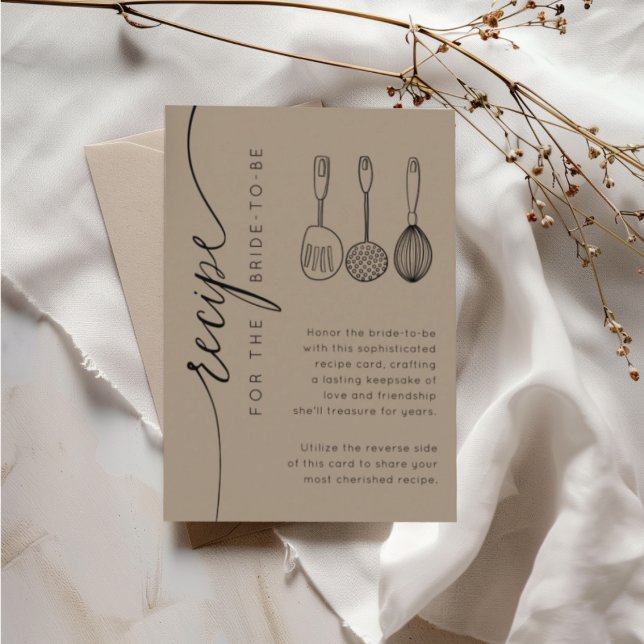 Carte D'accompagnement Boho Earthy Tan Bridal Shower Recipe (Créateur téléchargé)