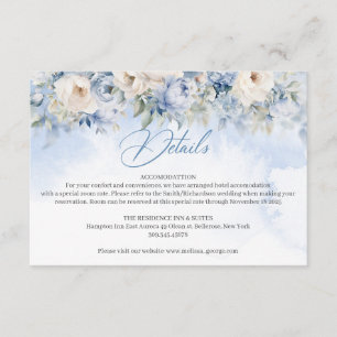 Carte D'accompagnement Boho Elegant hiver bleu poussiéreux et fleurs d'iv