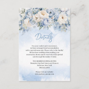 Carte D'accompagnement Boho Elegant hiver bleu poussiéreux et fleurs d'iv