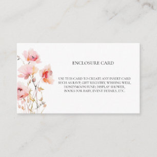CARTE D'ACCOMPAGNEMENT BOHO ÉLÉGANT ROSE PÂLE FLEURS SAUVAGES À L'AQUAREL