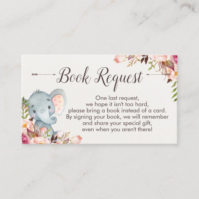 Carte D'accompagnement Boho éléphant baby shower demande d'insertion (Devant)