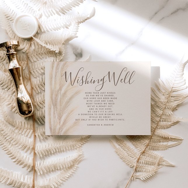 Carte D'accompagnement Boho été pampas herbe souhaitant bien mariage (Créateur téléchargé)