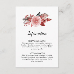 Carte D'accompagnement Boho Feather Bourgogne Rose Informations sur le Ma